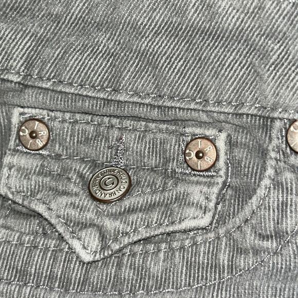 Woman’s True Religion Gray Corduroy , flare legs Pants Size 28 - Picture 9 of 14